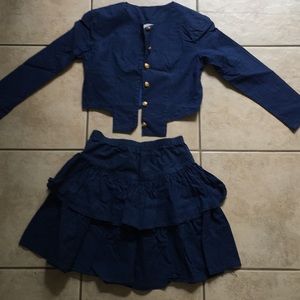 Check black and blue skirt set